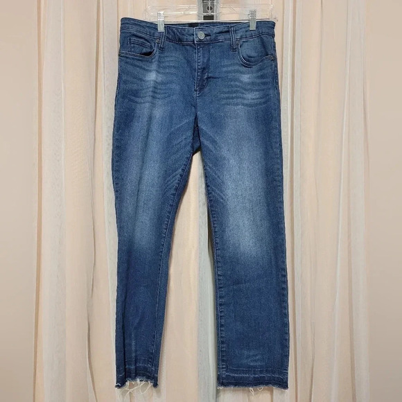 Kut from the Kloth Denim - Kut From The Kloth High Rise Straight Ankle Jeans, Dark Wash, Raw Hem, Sz 10 EUC